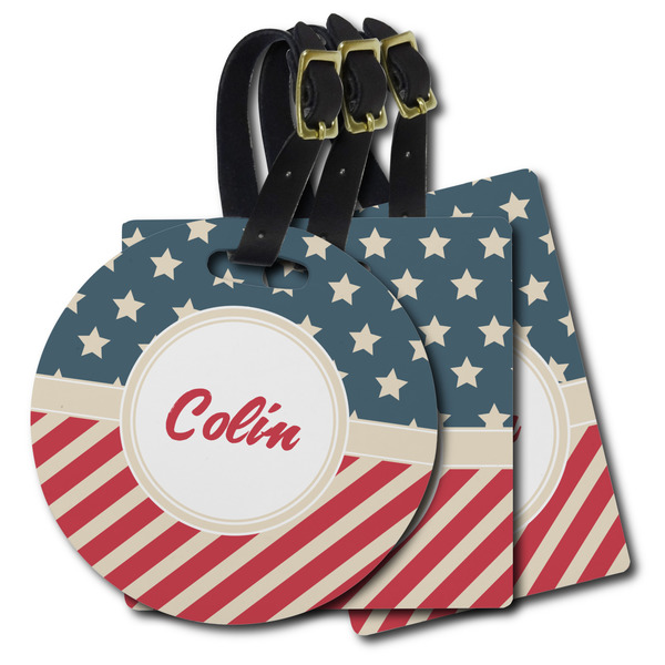 Custom Stars and Stripes Plastic Luggage Tag (Personalized)
