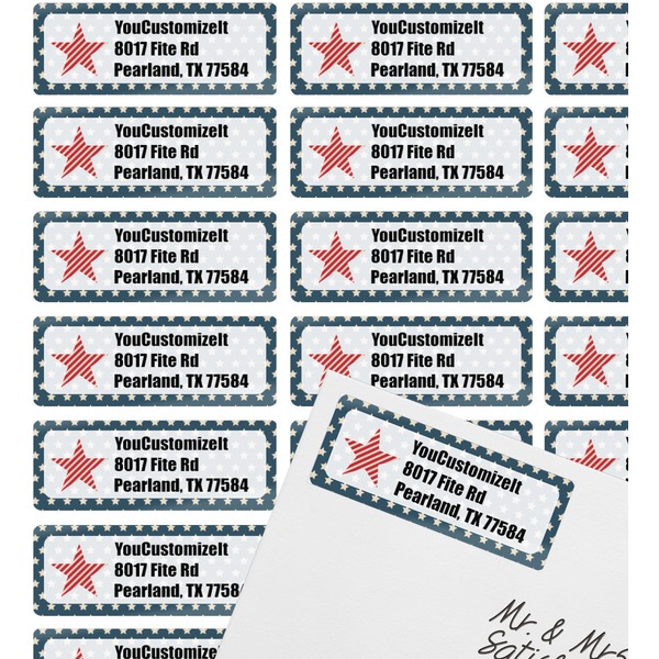 Stars and Stripes Mailing Label on Envelope - Multiple Labels