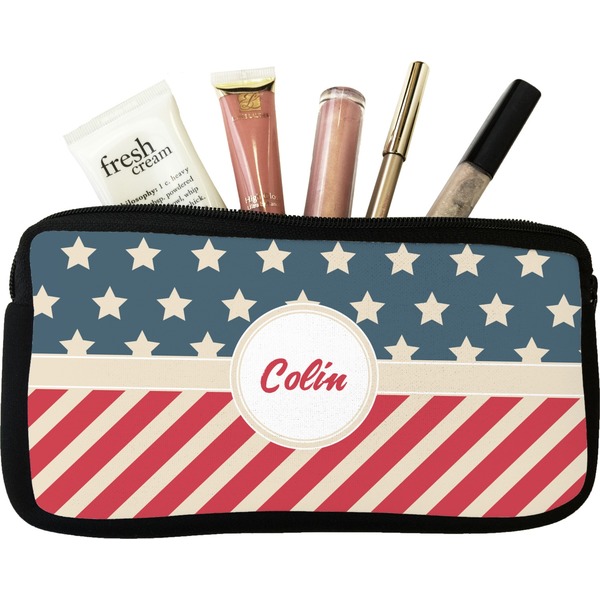 Custom Stars and Stripes Makeup / Cosmetic Bag - Small (Personalized)