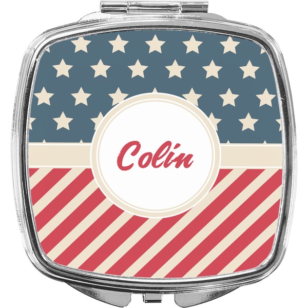 Custom Stars and Stripes Compact Makeup Mirror (Personalized)