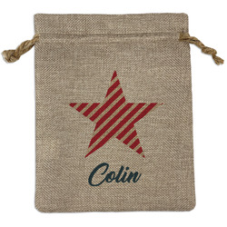 Stars and Stripes Medium Burlap Gift Bag - Front (Personalized)