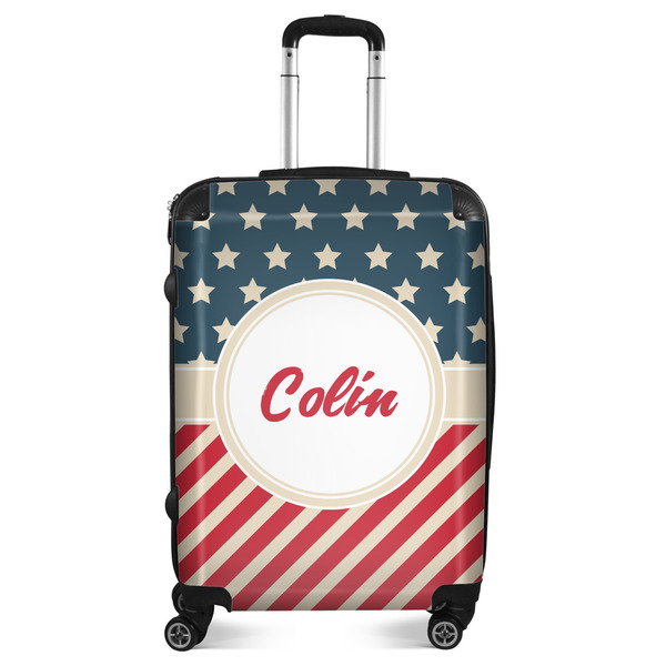 Custom Stars and Stripes Suitcase - 24" Medium - Checked (Personalized)
