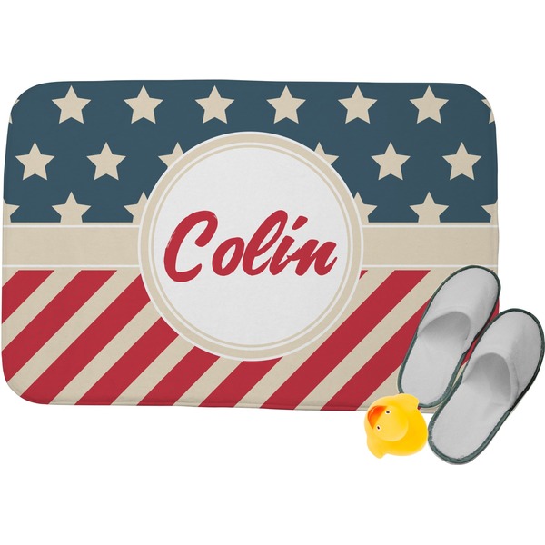 Custom Stars and Stripes Memory Foam Bath Mat - 34"x21" (Personalized)