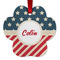 Stars and Stripes Metal Paw Ornament - Double Sided w/ Name or Text