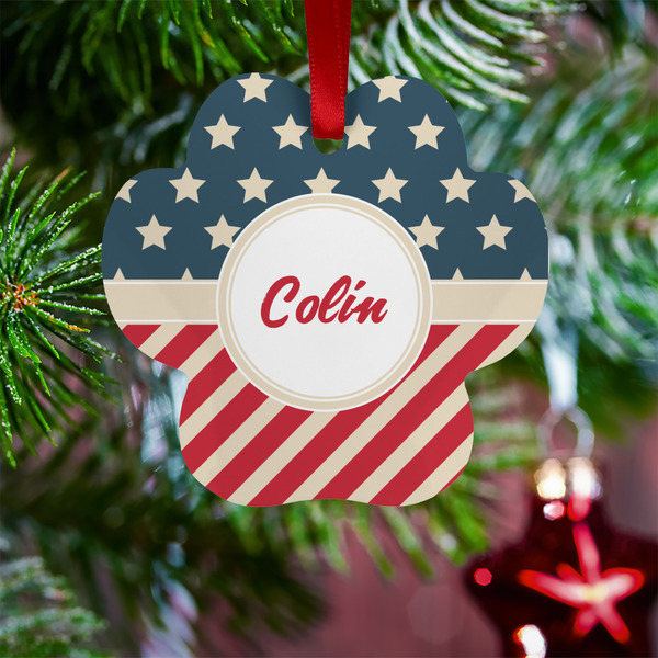 Stars and Stripes Metal Paw Ornament - Lifestyle