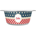 Stars and Stripes Stainless Steel Dog Bowl (Personalized)