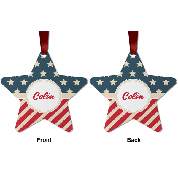 Stars and Stripes Metal Star Ornament - Front and Back