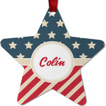 Stars and Stripes Metal Star Ornament - Double Sided w/ Name or Text
