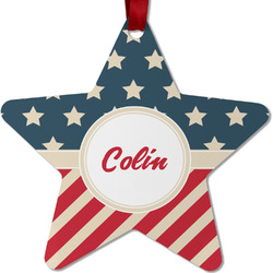 Stars and Stripes Metal Star Ornament - Double Sided w/ Name or Text