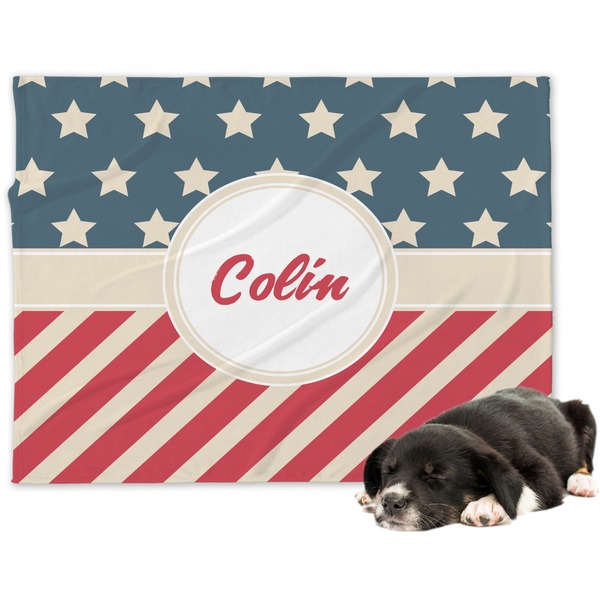 Custom Stars and Stripes Dog Blanket - Large (Personalized)