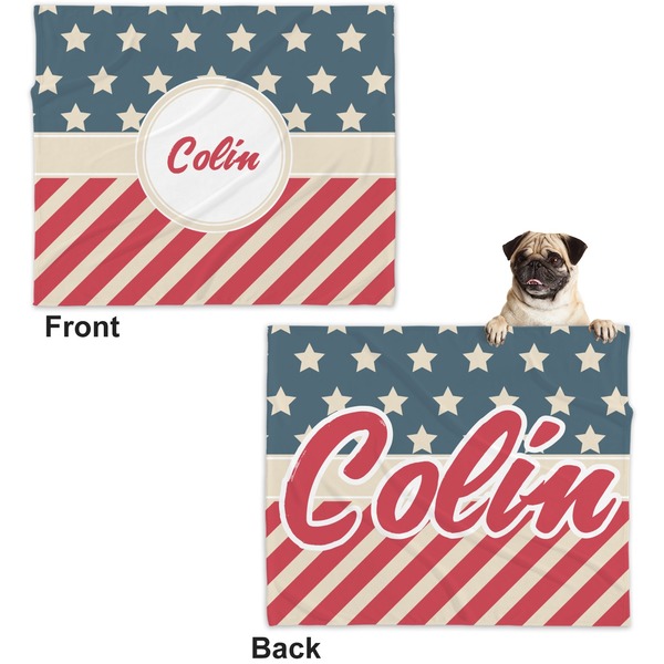 Stars and Stripes Microfleece Dog Blanket - Large- Front & Back
