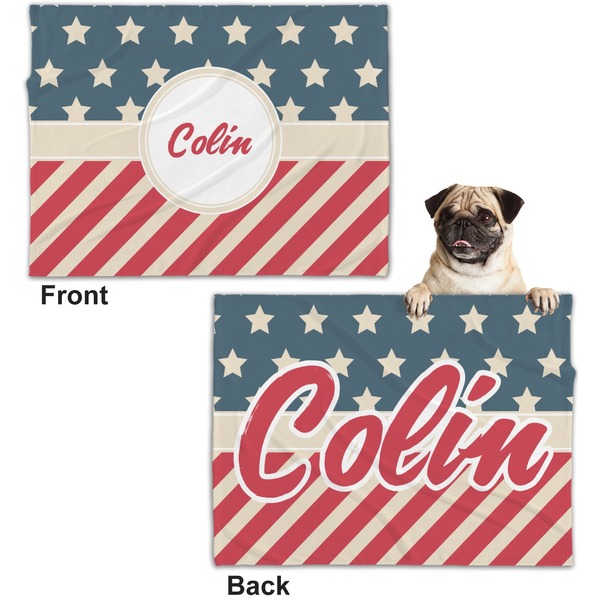Stars and Stripes Microfleece Dog Blanket - Regular - Front & Back