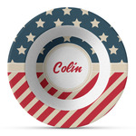 Stars and Stripes Plastic Bowl - Microwave Safe - Composite Polymer (Personalized)
