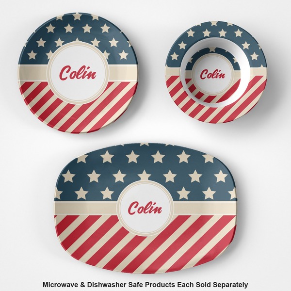 Stars and Stripes Microwave & Dishwasher Safe CP Plastic Dishware - Group