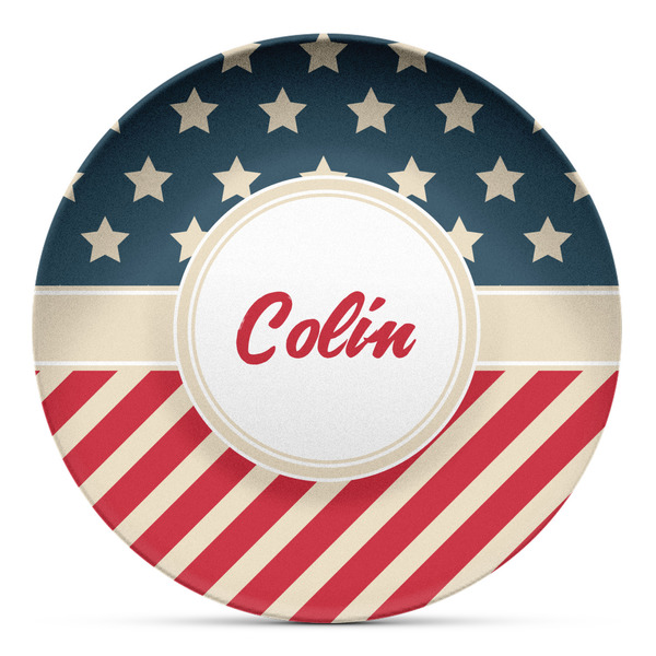 Custom Stars and Stripes Microwave Safe Plastic Plate - Composite Polymer (Personalized)