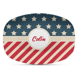 Stars and Stripes Plastic Platter - Microwave & Oven Safe Composite Polymer (Personalized)
