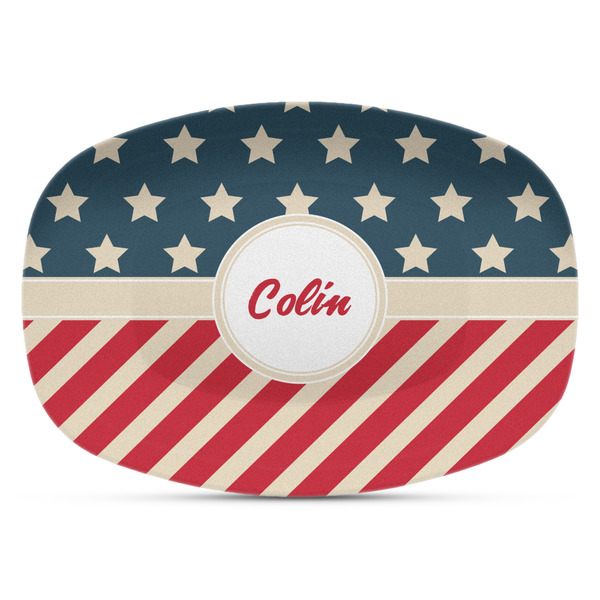 Custom Stars and Stripes Plastic Platter - Microwave & Oven Safe Composite Polymer (Personalized)