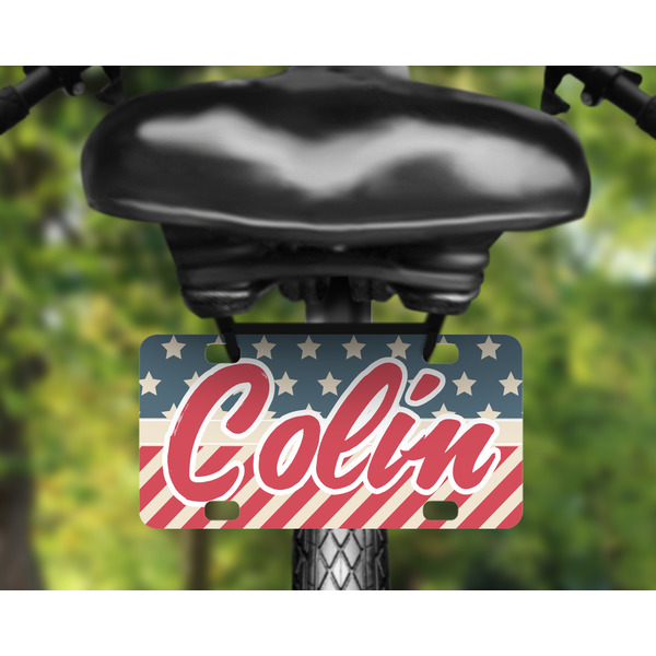 Stars and Stripes Mini License Plate on Bicycle