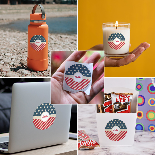 Stars and Stripes Multipurpose Round Labels - In Context
