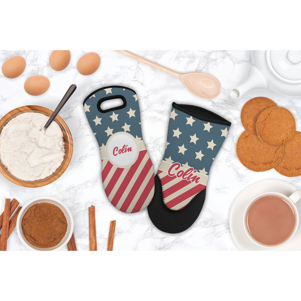 Stars and Stripes Neoprene Oven Mitt - Lifestyle Image