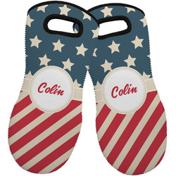 Stars and Stripes Neoprene Oven Mitts - Set of 2 w/ Name or Text