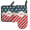 Stars and Stripes Left Oven Mitt & Pot Holder Set w/ Name or Text