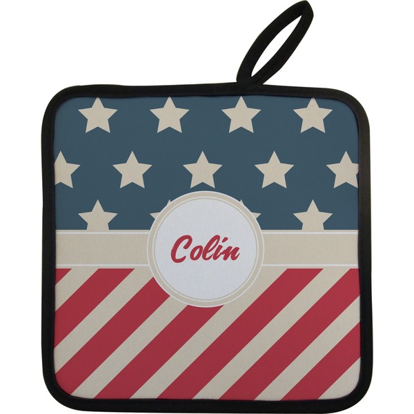 Custom Stars and Stripes Pot Holder w/ Name or Text