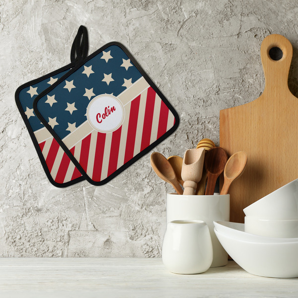 Stars and Stripes Neoprene Pot Holder - Set of 2  LIFESTYLE