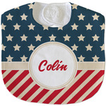 Stars and Stripes Velour Baby Bib w/ Name or Text
