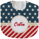 Stars and Stripes Velour Baby Bib w/ Name or Text