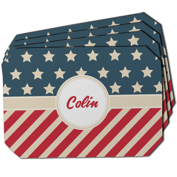 Custom Stars and Stripes Dining Table Mat - Octagon w/ Name or Text