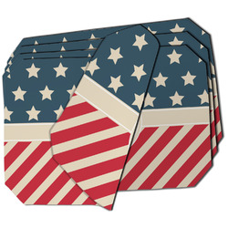 Stars and Stripes Dining Table Mat - Octagon - Set of 4 (Double-SIded) w/ Name or Text