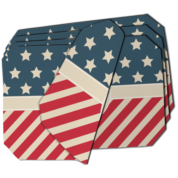 Custom Stars and Stripes Dining Table Mat - Octagon - Set of 4 (Double-SIded) w/ Name or Text