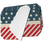 Stars and Stripes Dining Table Mat - Octagon - Set of 4 (Single-Sided) w/ Name or Text