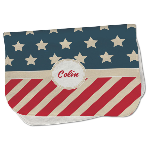 Custom Stars and Stripes Burp Cloth - Fleece w/ Name or Text
