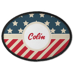 Stars and Stripes Iron On Oval Patch w/ Name or Text