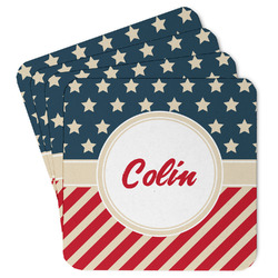 Stars and Stripes Paper Coasters w/ Name or Text