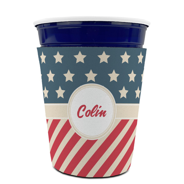 Stars and Stripes Party Cup Sleeves - without bottom - FRONT (on cup)