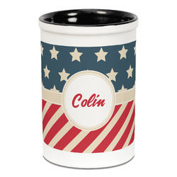 Stars and Stripes Ceramic Pencil Holders - Black