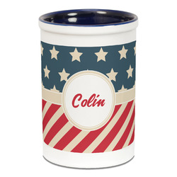 Stars and Stripes Ceramic Pencil Holders - Blue