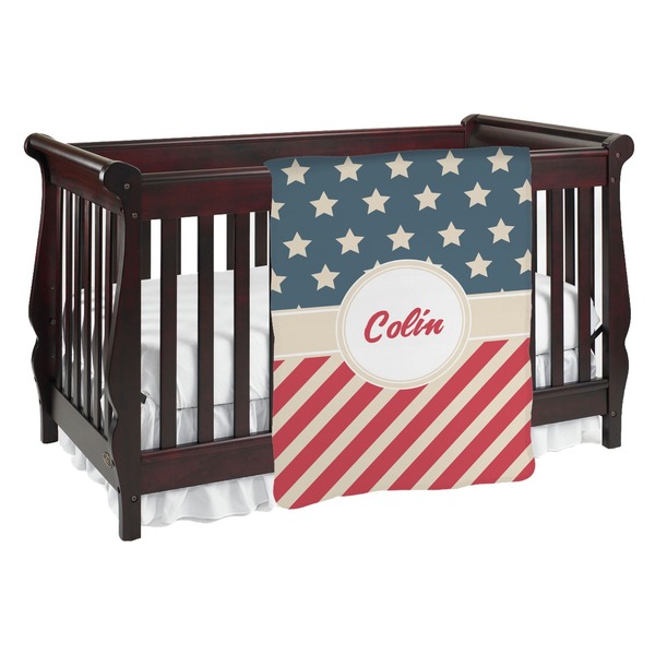 Custom Stars and Stripes Baby Blanket (Double Sided) (Personalized)