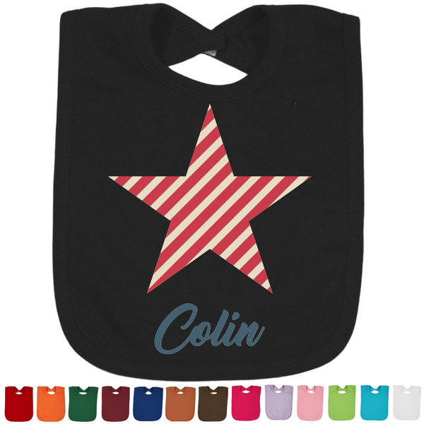 Custom Stars and Stripes Cotton Baby Bib (Personalized)
