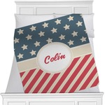 Stars and Stripes Minky Blanket - Twin / Full - 80"x60" - Double Sided (Personalized)