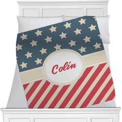 Stars and Stripes Minky Blanket - Toddler / Throw - 60"x50" - Single Sided (Personalized)