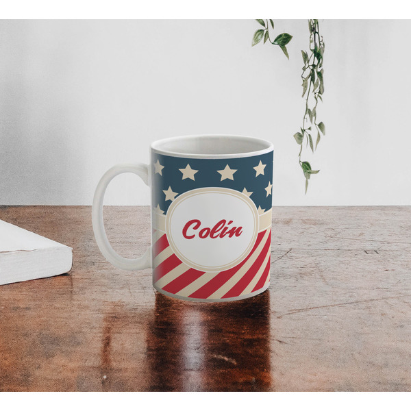 Stars and Stripes Personalized Coffee Mug - Lifestyle
