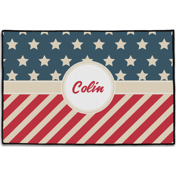 Custom Stars and Stripes Door Mat - 36"x24" (Personalized)