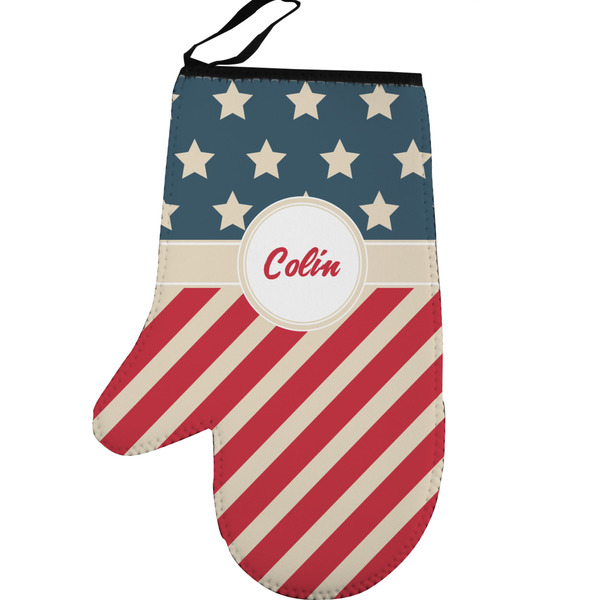 Custom Stars and Stripes Left Oven Mitt (Personalized)