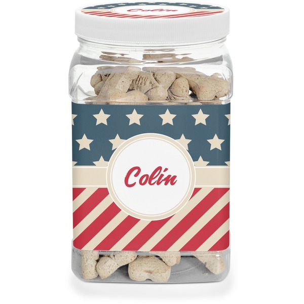 Custom Stars and Stripes Dog Treat Jar (Personalized)