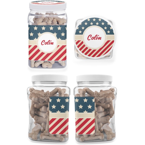 Stars and Stripes Pet Treat Jar - Multiple Angles