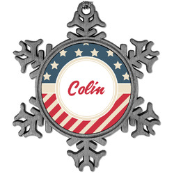Stars and Stripes Vintage Snowflake Ornament (Personalized)